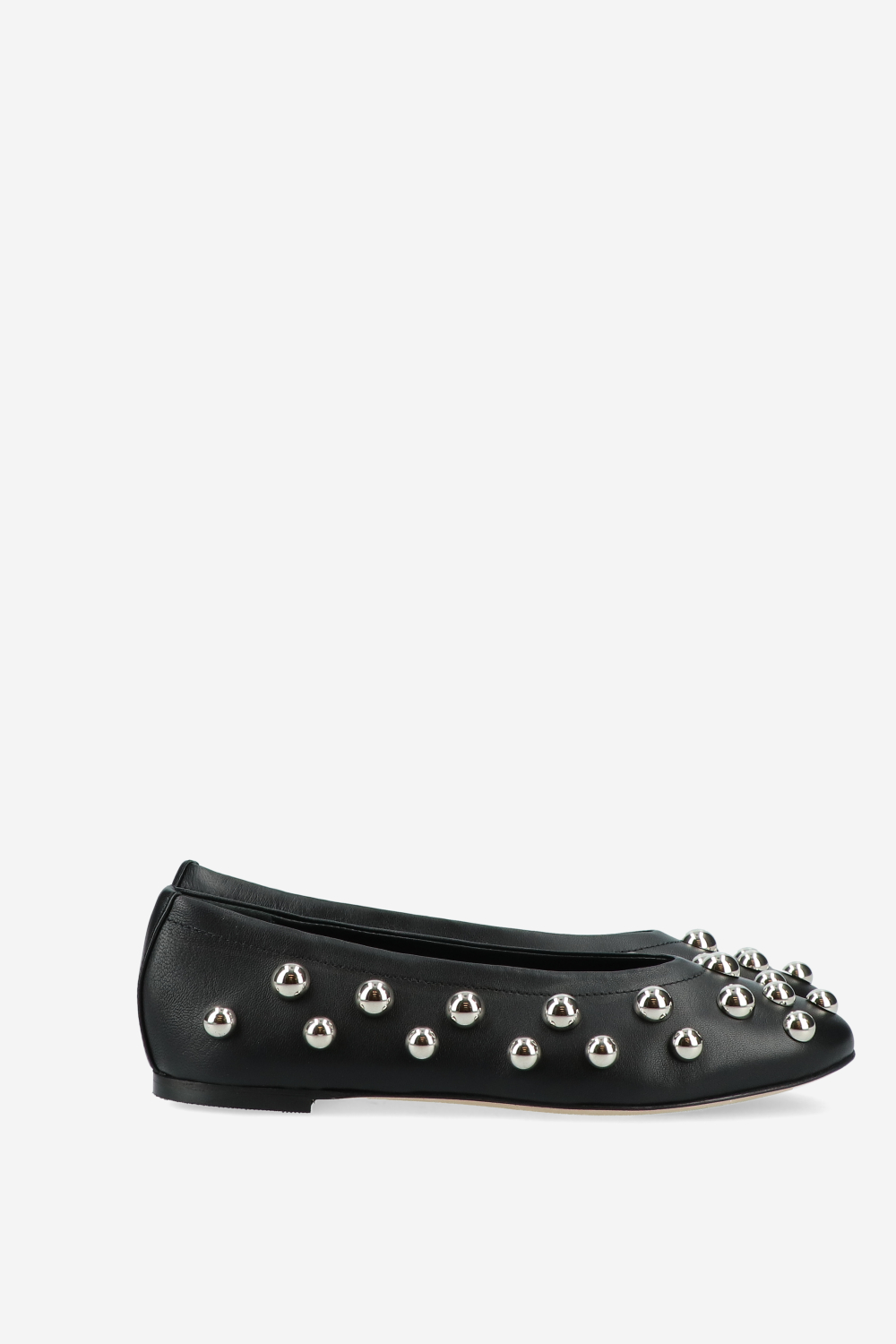 Panne leather studded ballerinas