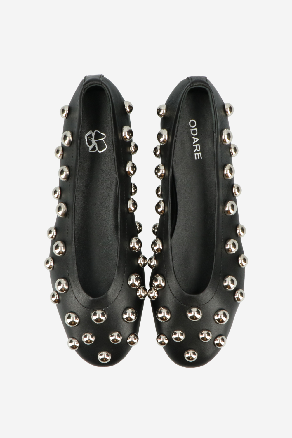 Panne leather studded ballerinas