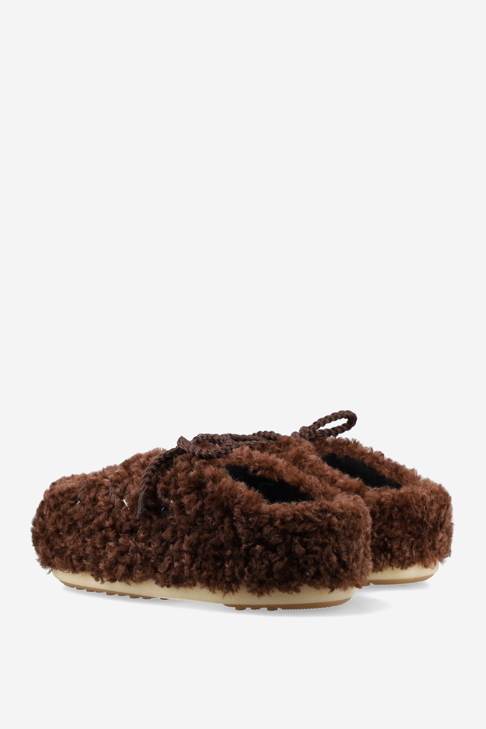 Evx curly faux fur mules