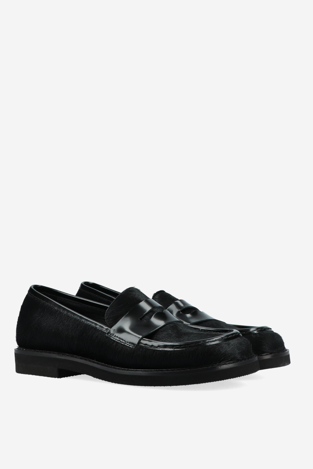Pony hair leather loafers