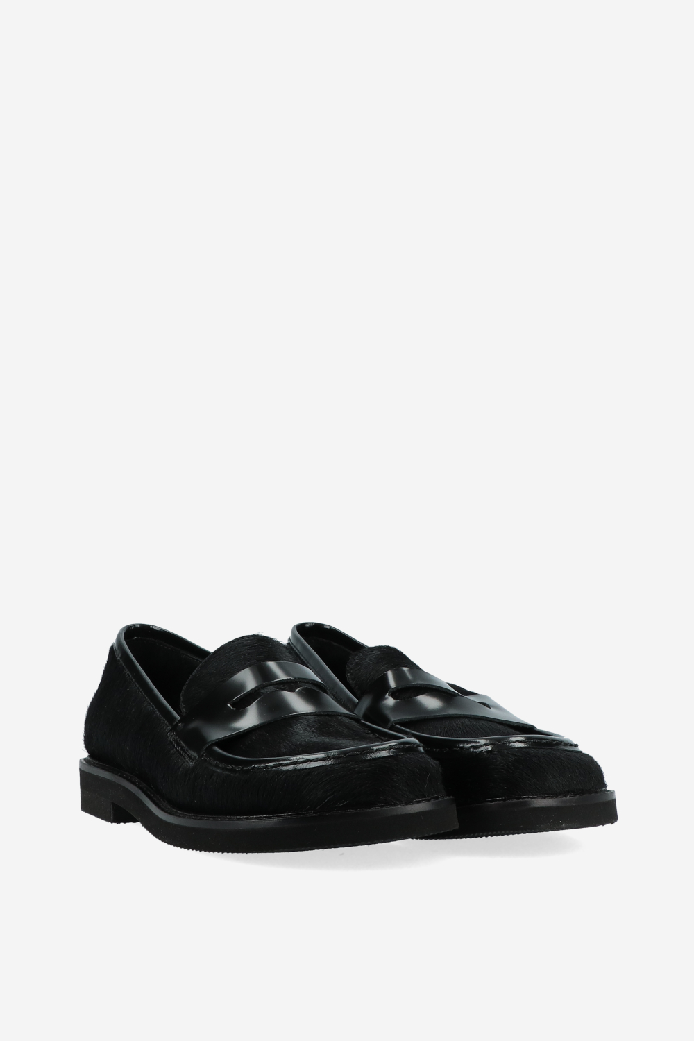 Pony hair leather loafers
