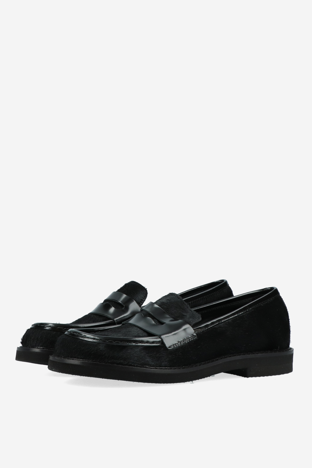 Pony hair leather loafers