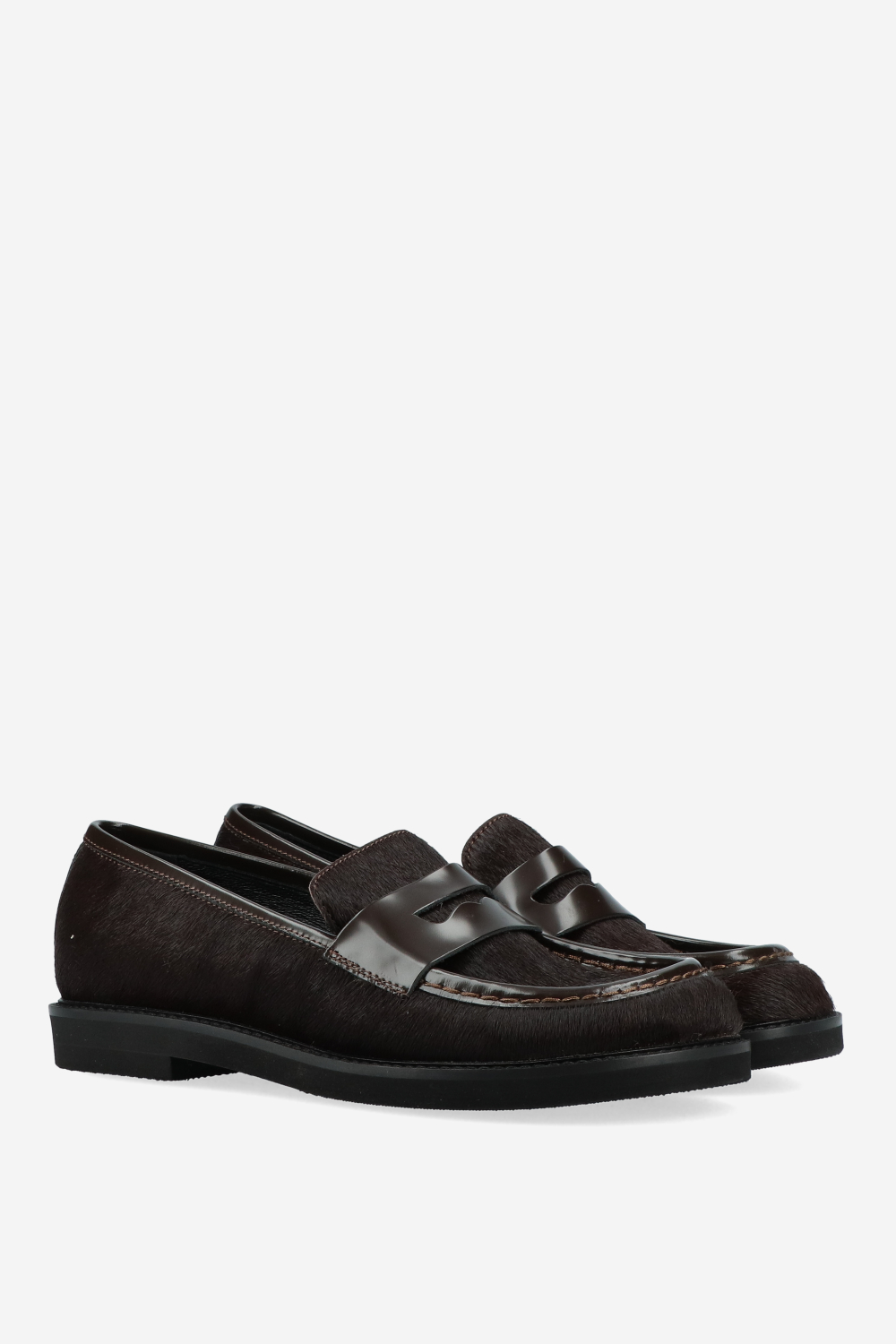 Pony hair leather loafers