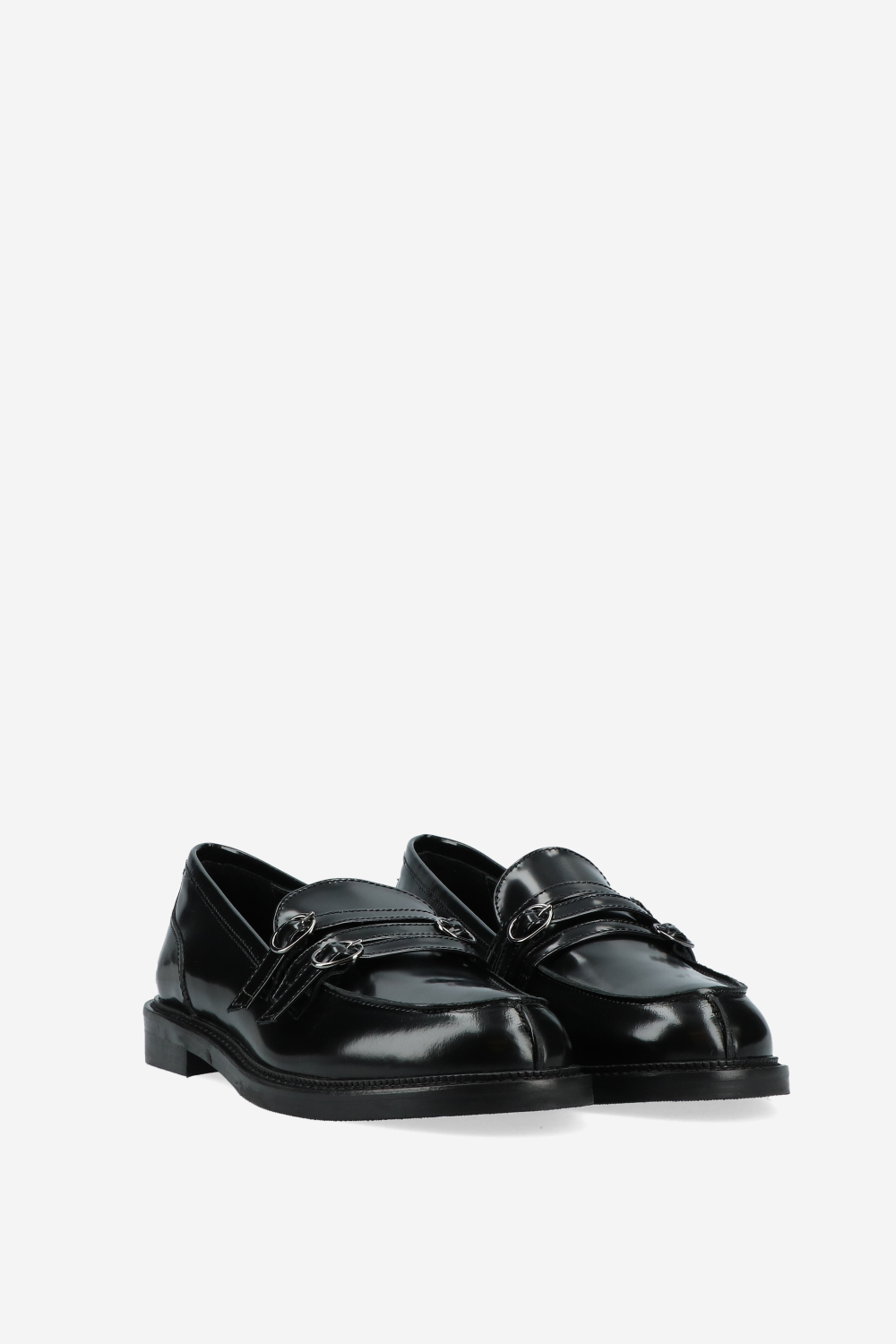 Strapped leather loafers
