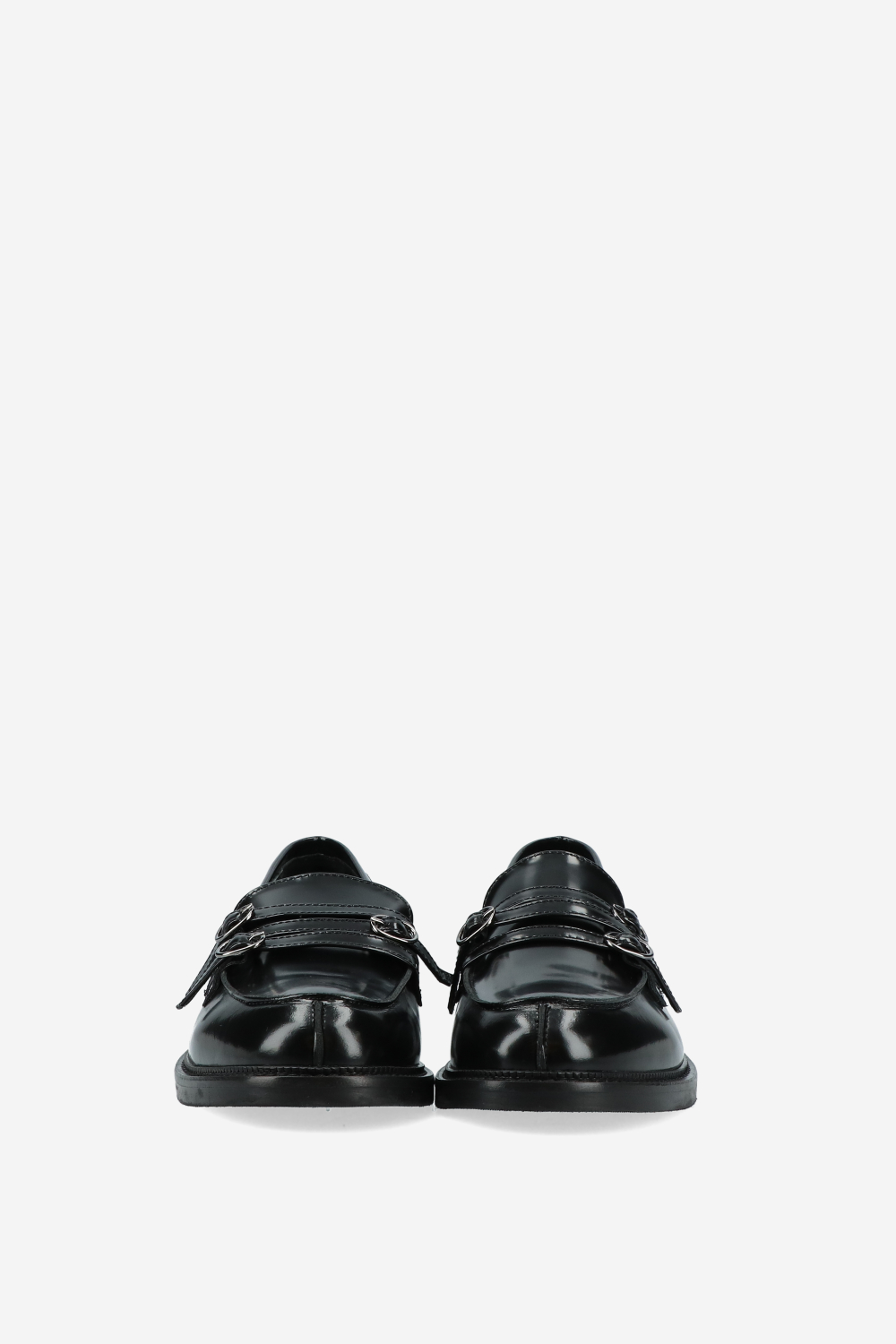 Strapped leather loafers