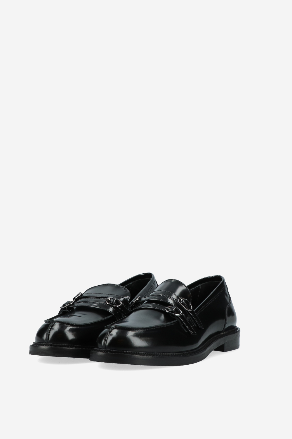 Strapped leather loafers