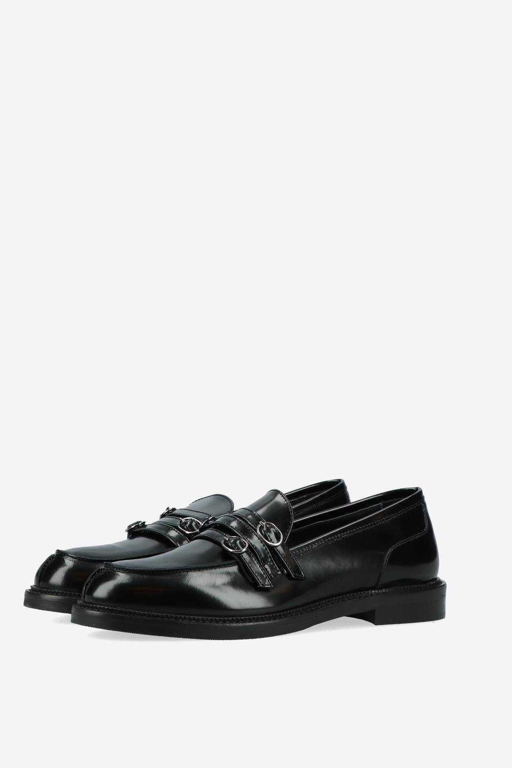 Strapped leather loafers