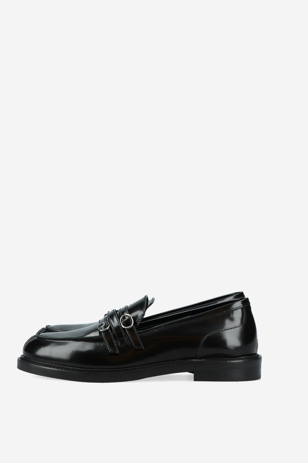 Strapped leather loafers
