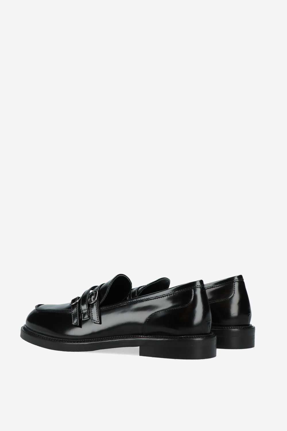 Strapped leather loafers