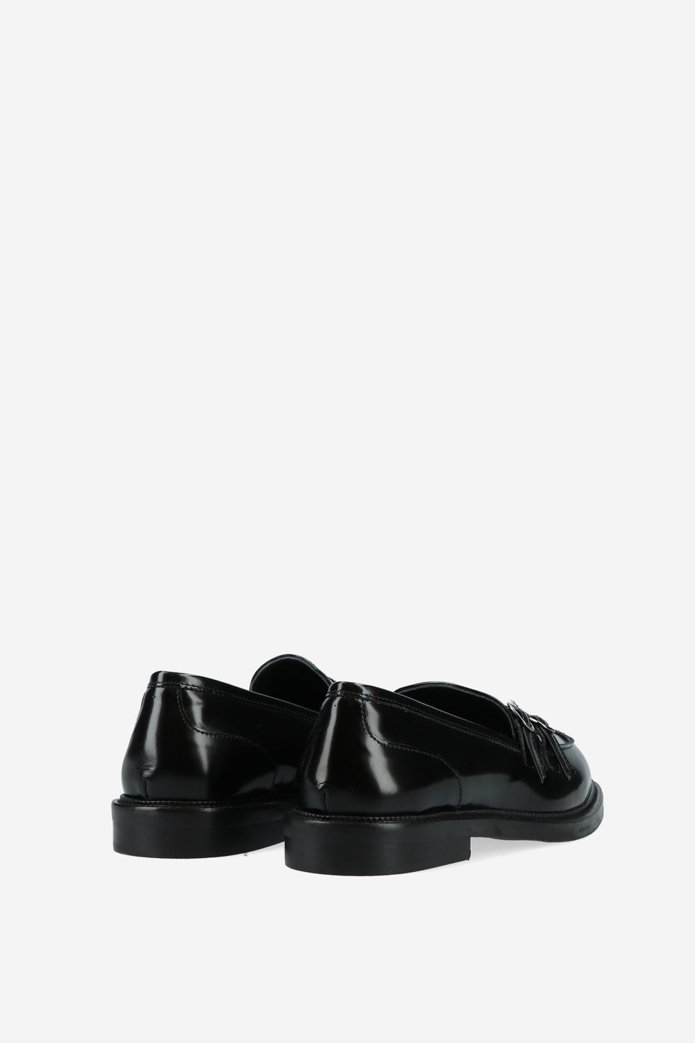 Strapped leather loafers