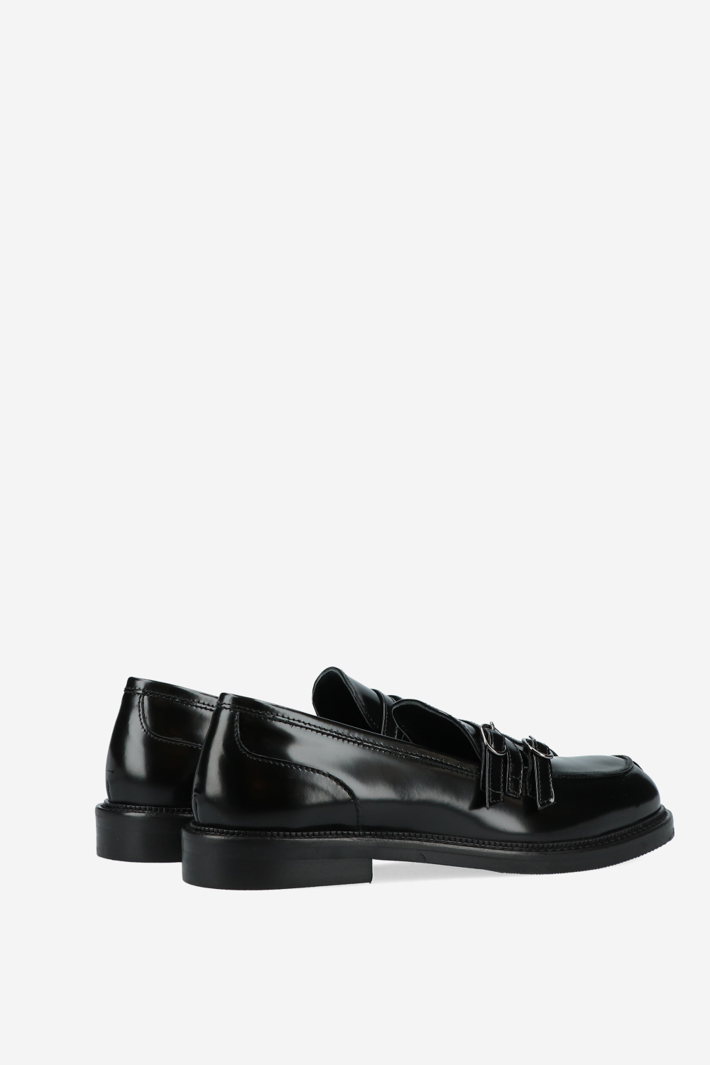 Strapped leather loafers