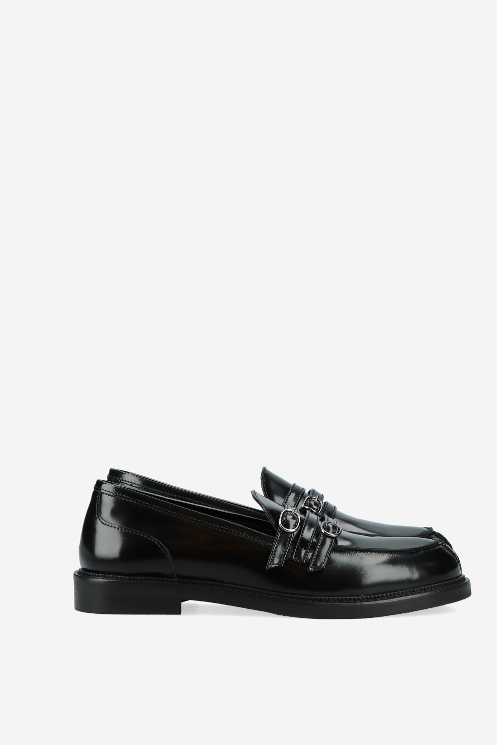 Strapped leather loafers