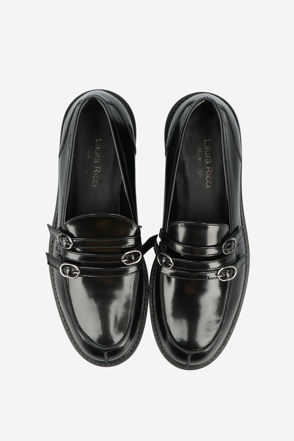 Strapped leather loafers