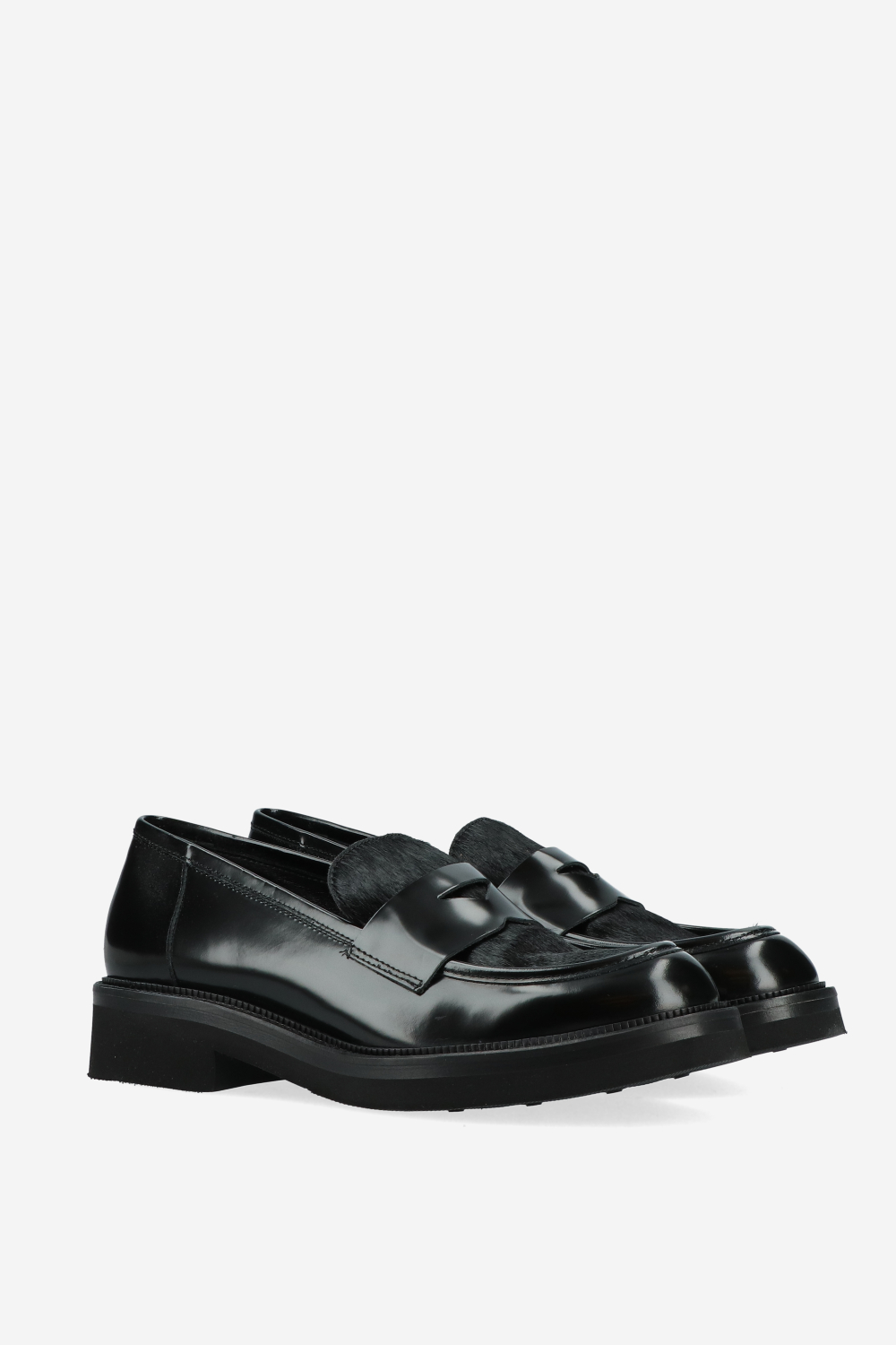 Pony hair leather loafers
