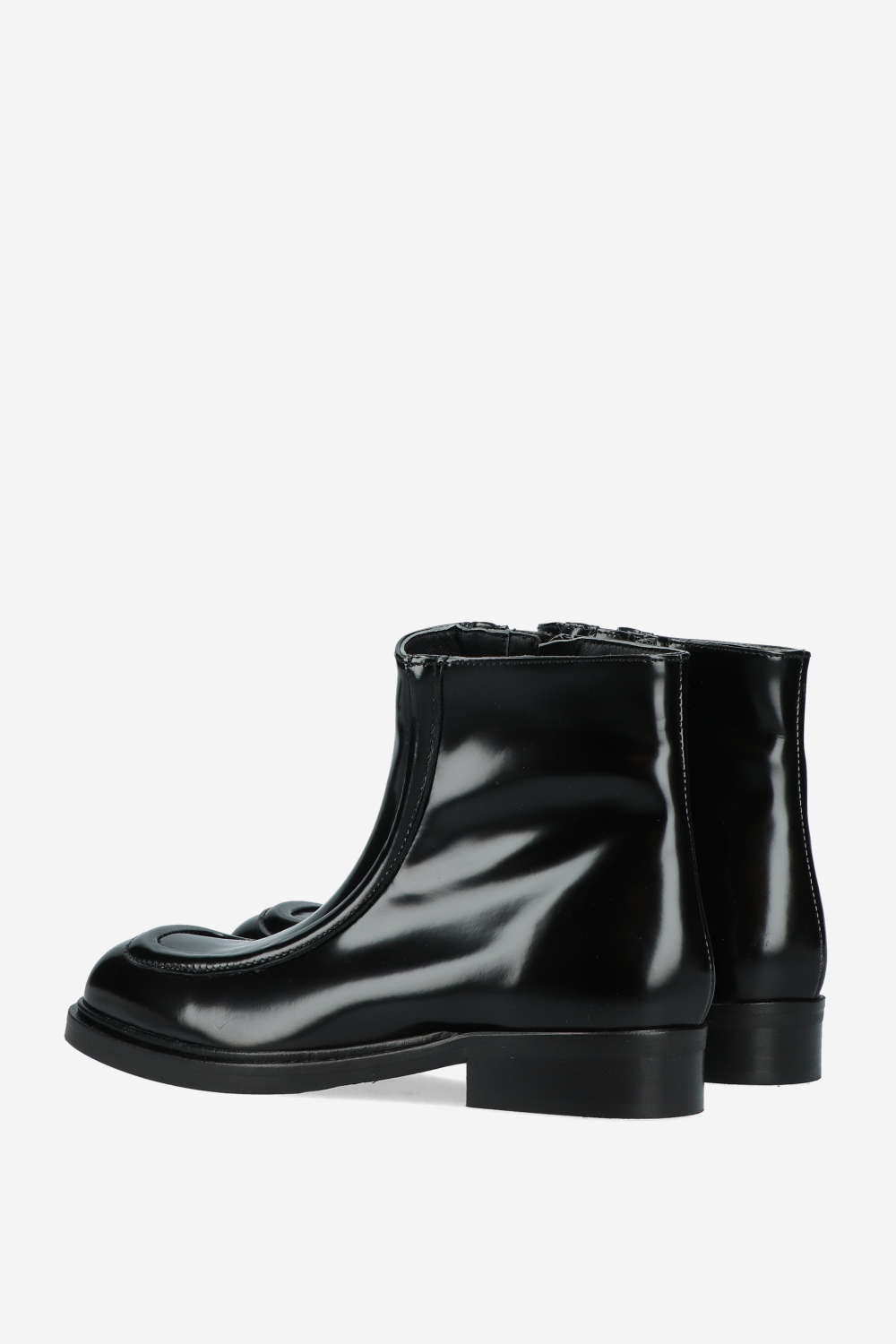 Polished leather ankle boots