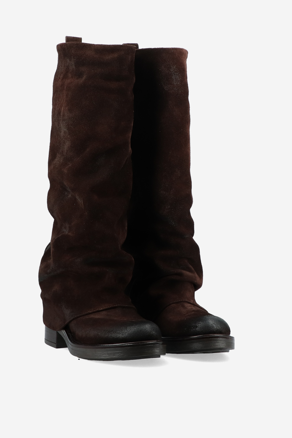 Slouchy suede fold-over boots