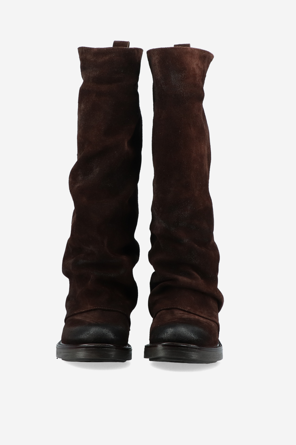 Slouchy suede fold-over boots