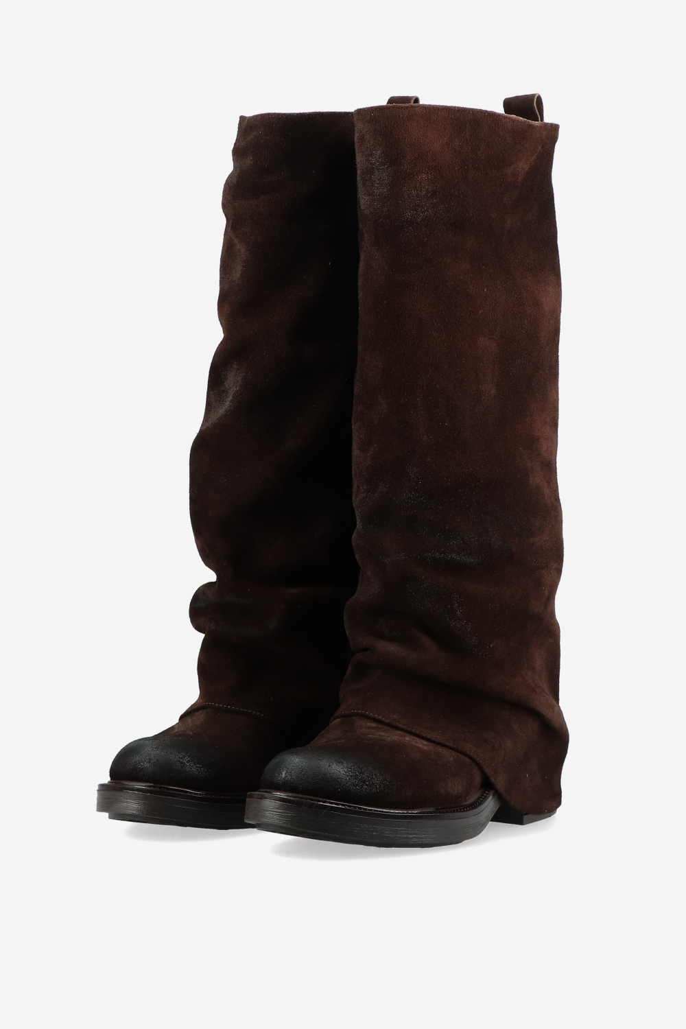 Slouchy suede fold-over boots
