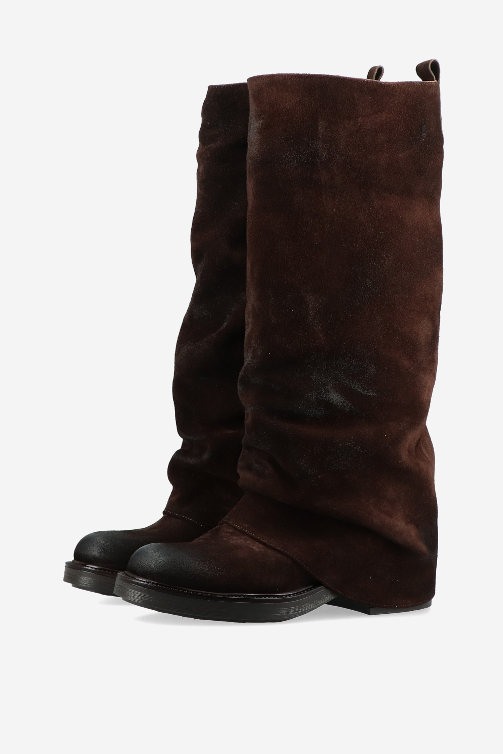 Slouchy suede fold-over boots