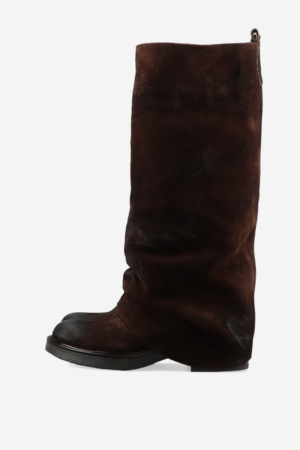Slouchy suede fold-over boots