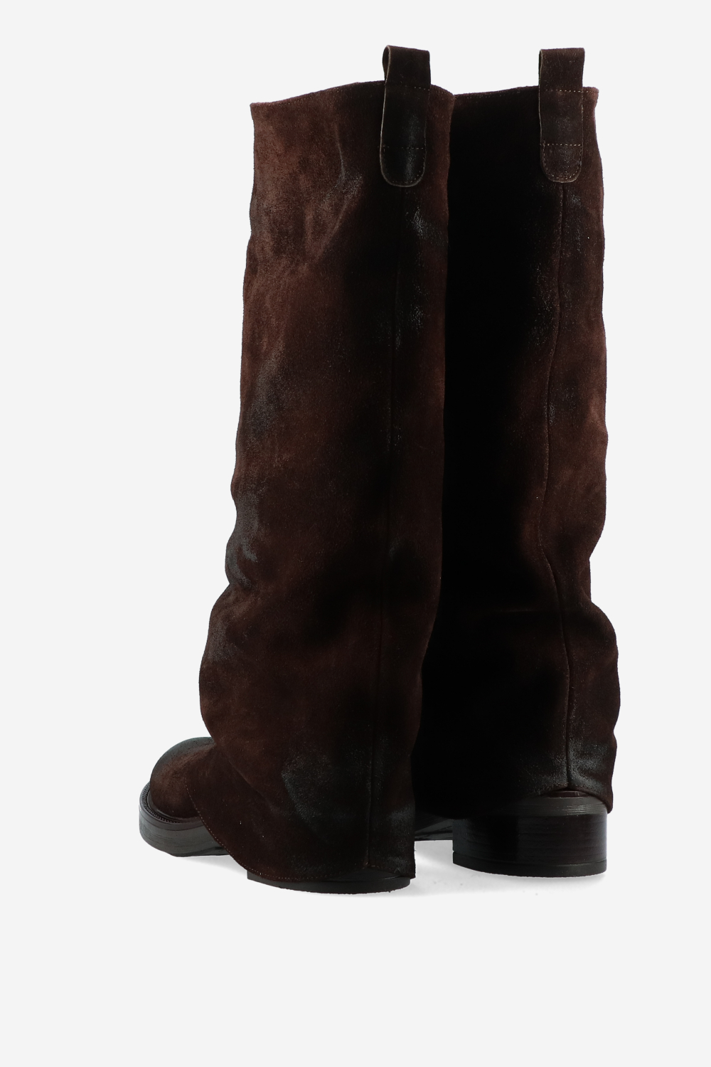 Slouchy suede fold-over boots