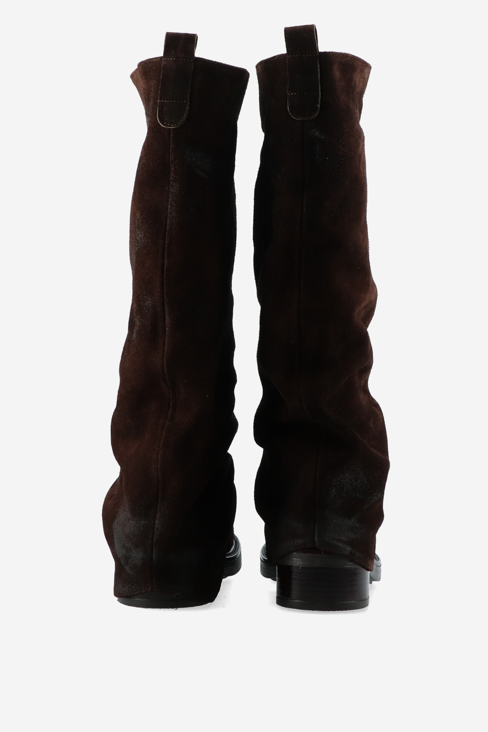 Slouchy suede fold-over boots