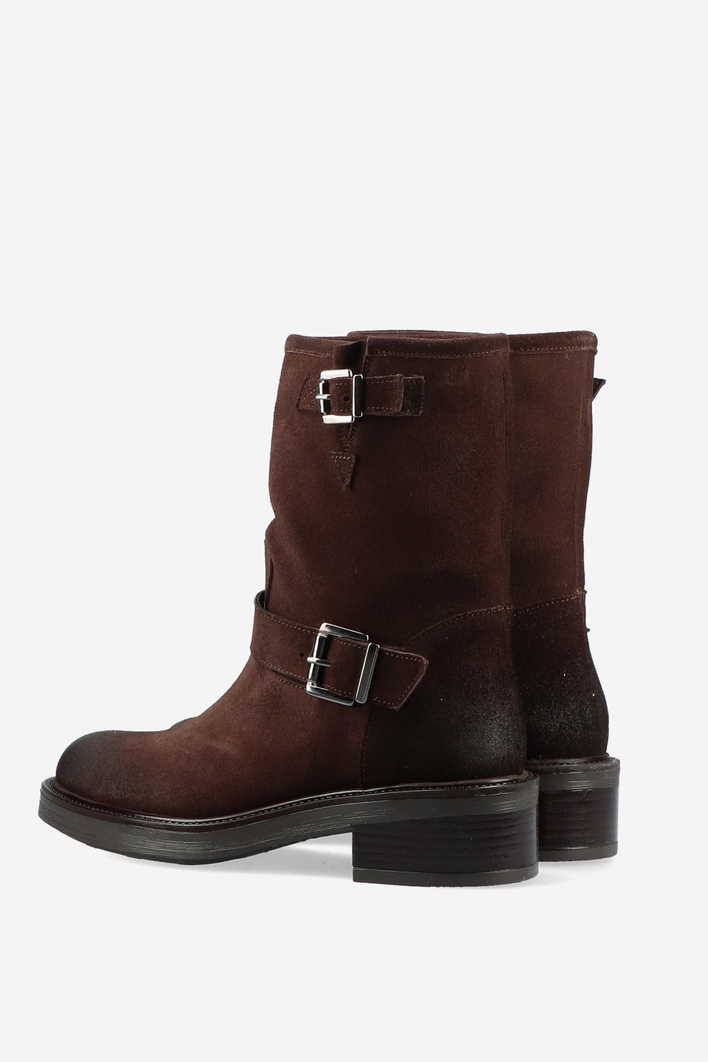 Buckled suede ankle boots