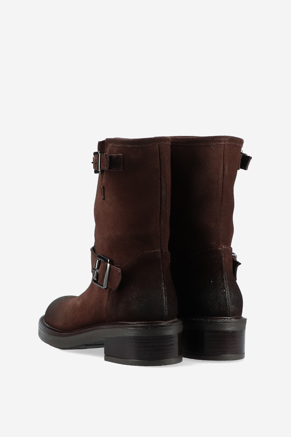 Buckled suede ankle boots