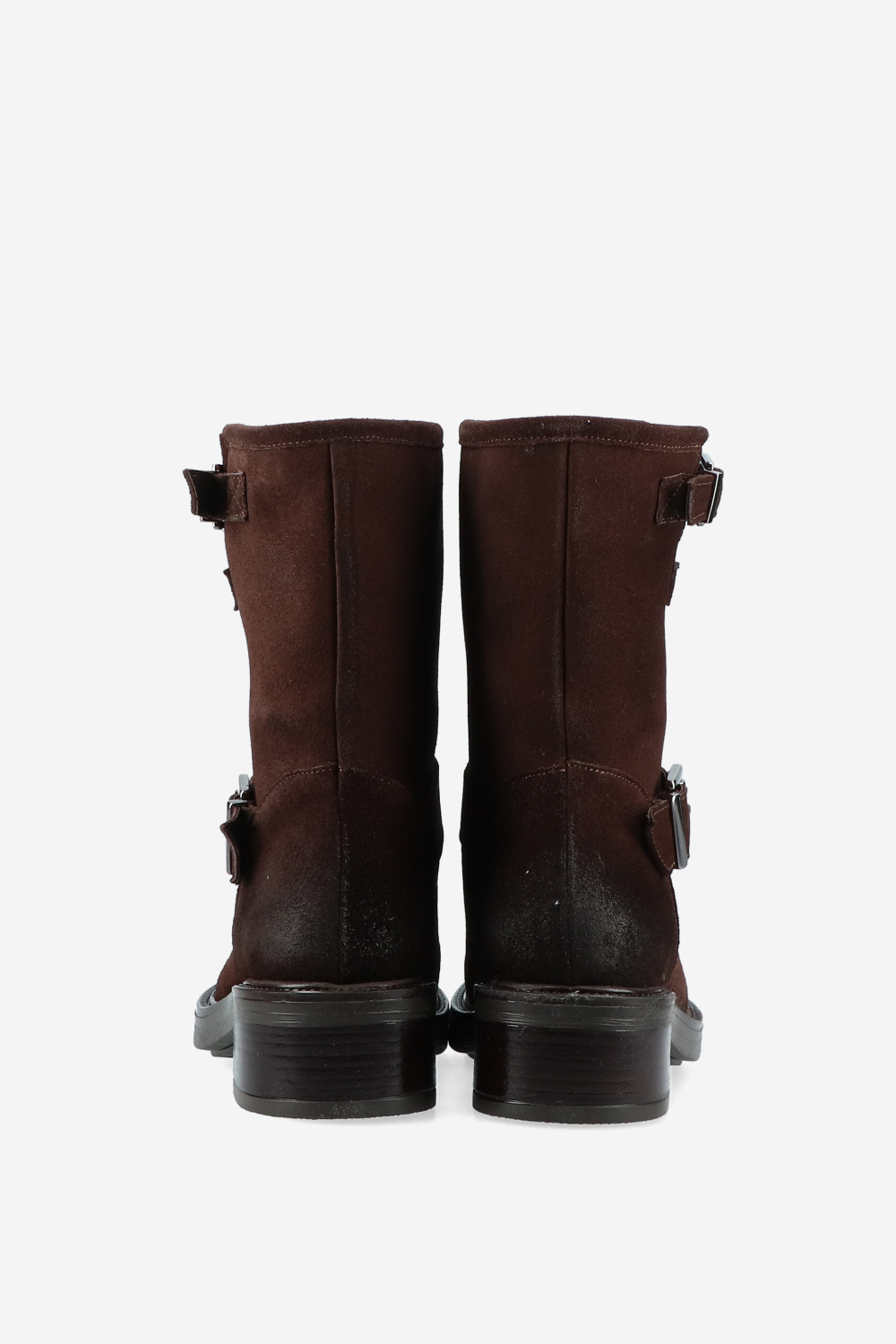 Buckled suede ankle boots