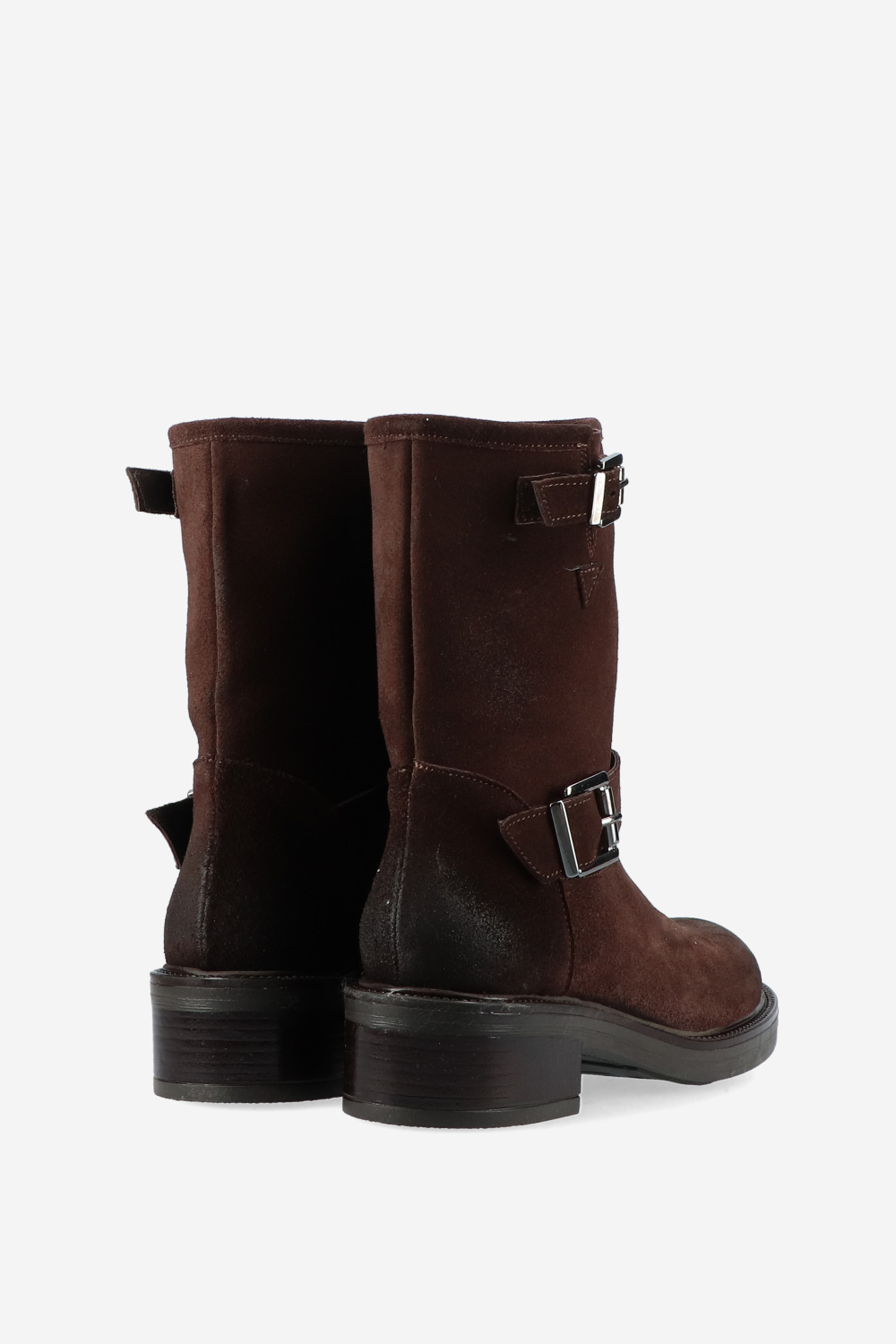 Buckled suede ankle boots