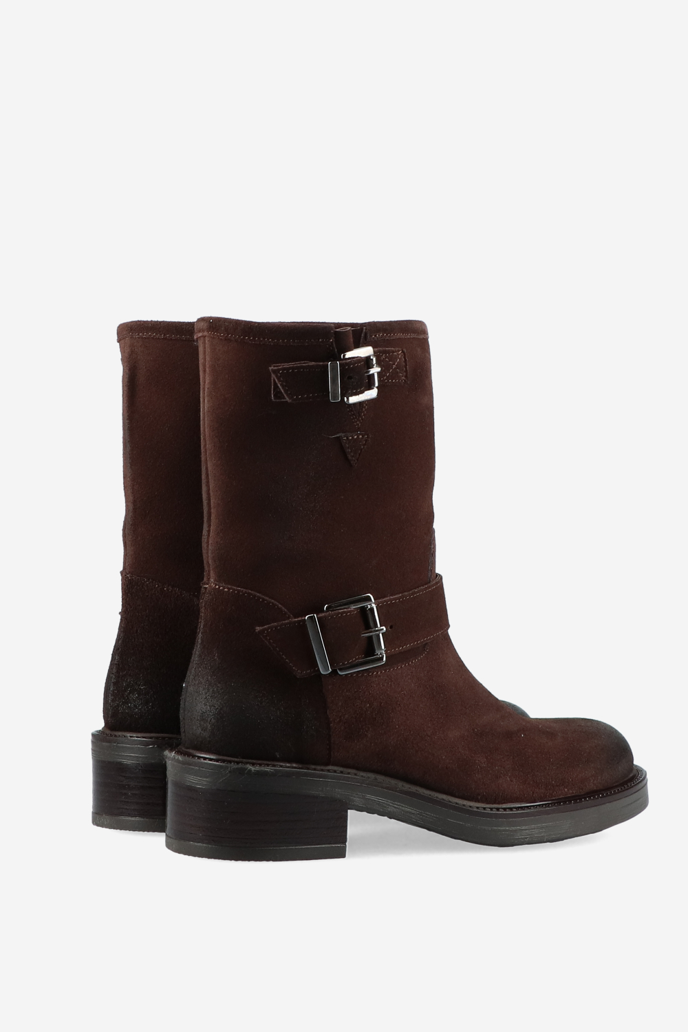 Buckled suede ankle boots