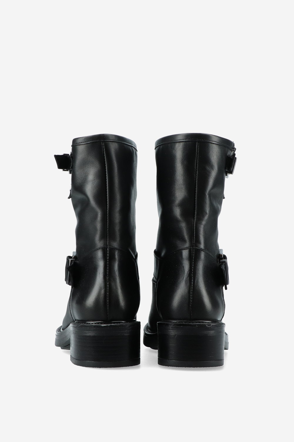 Buckled leather ankle boots