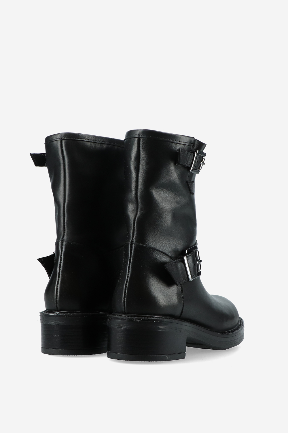 Buckled leather ankle boots