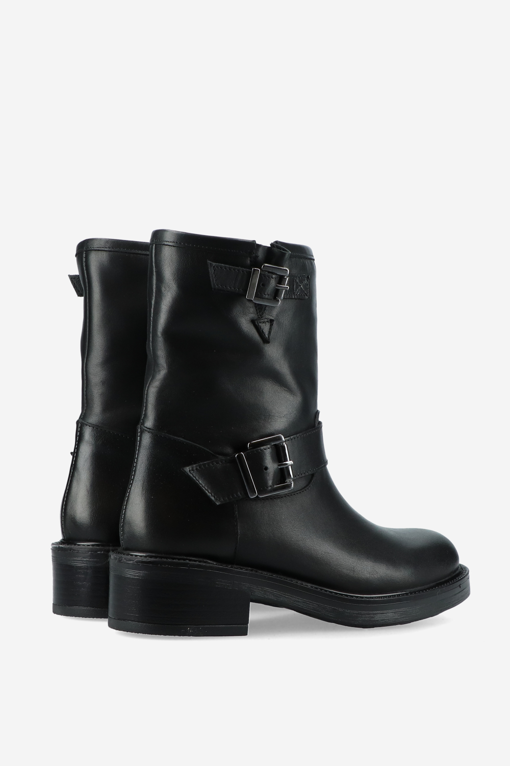 Buckled leather ankle boots