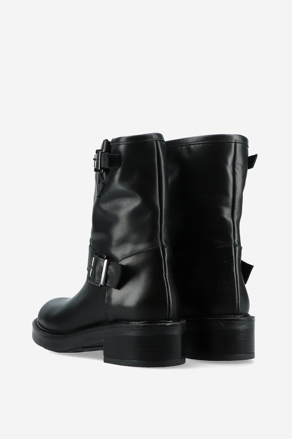 Buckled leather ankle boots