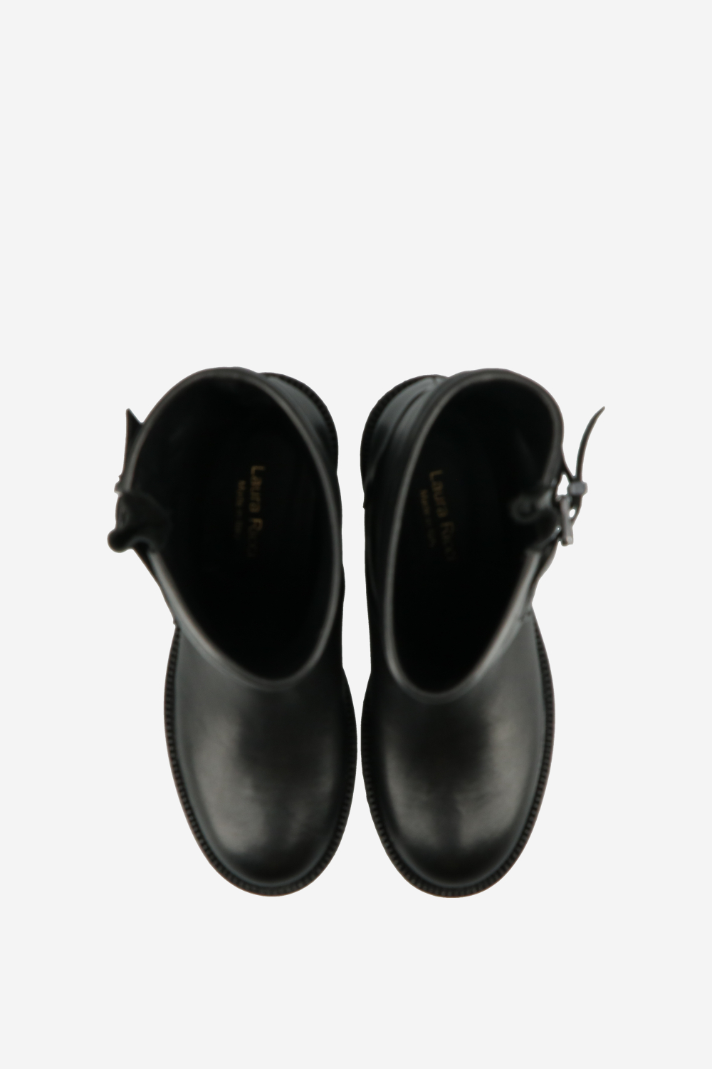 Buckled leather ankle boots