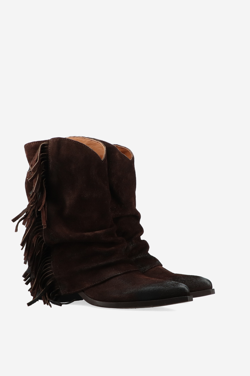 Fringes suede fold-over boots