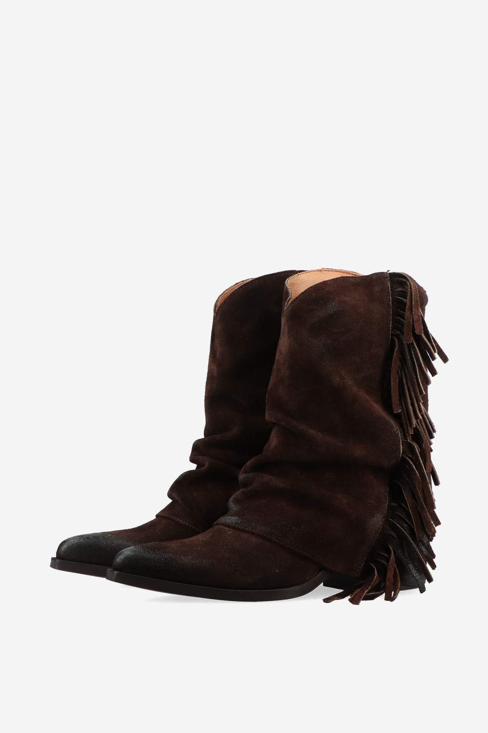 Fringes suede fold-over boots