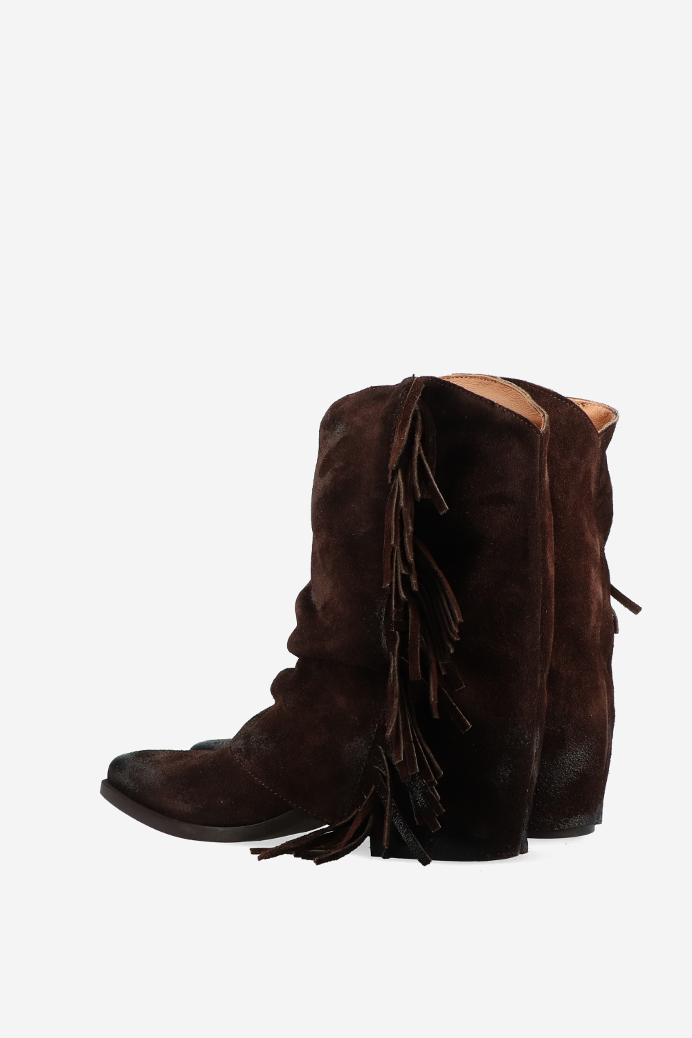 Fringes suede fold-over boots