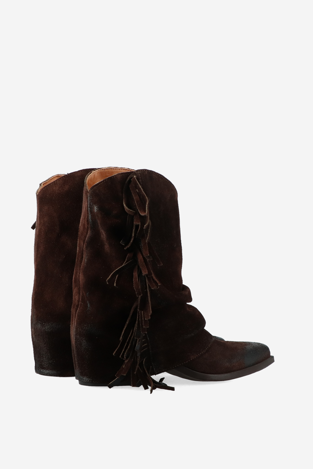 Fringes suede fold-over boots