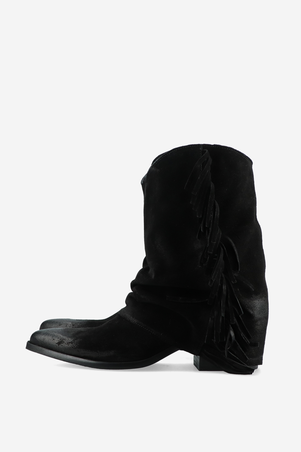 Fringes suede fold-over boots