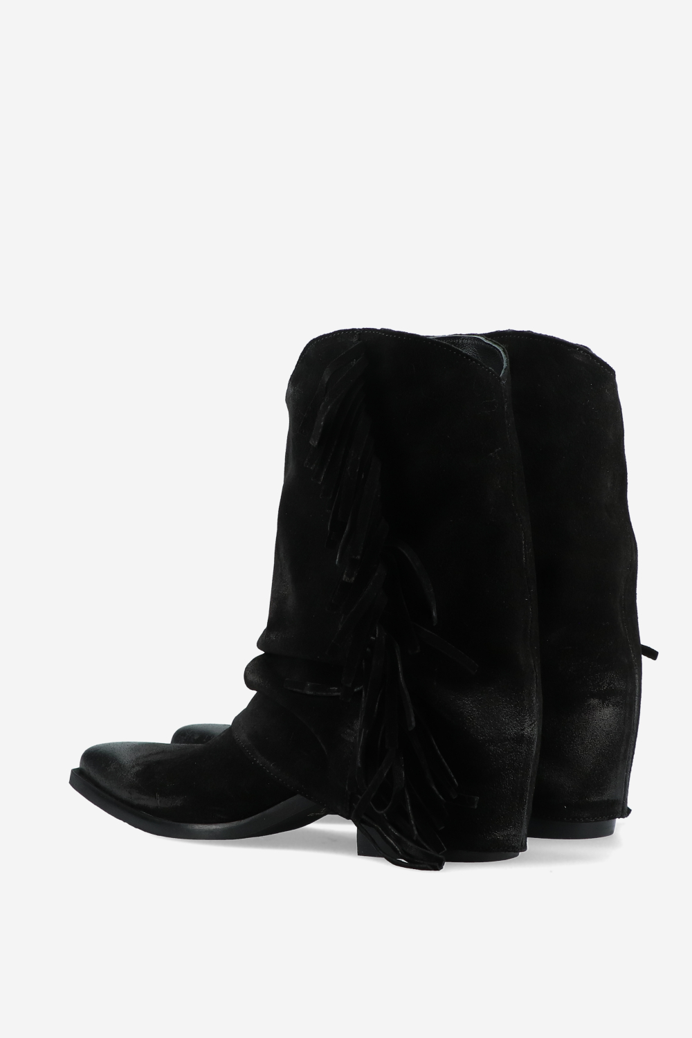 Fringes suede fold-over boots