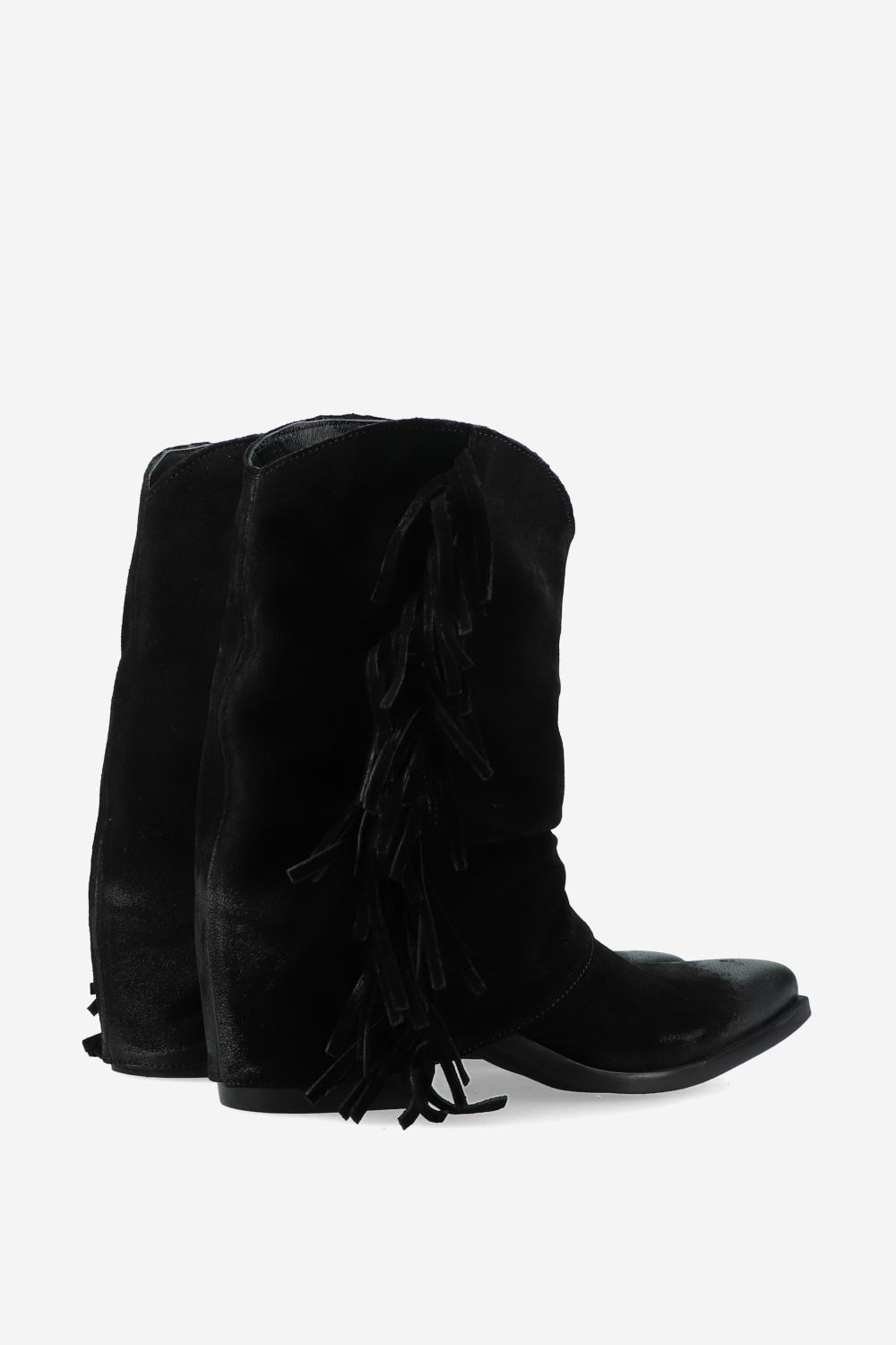 Fringes suede fold-over boots