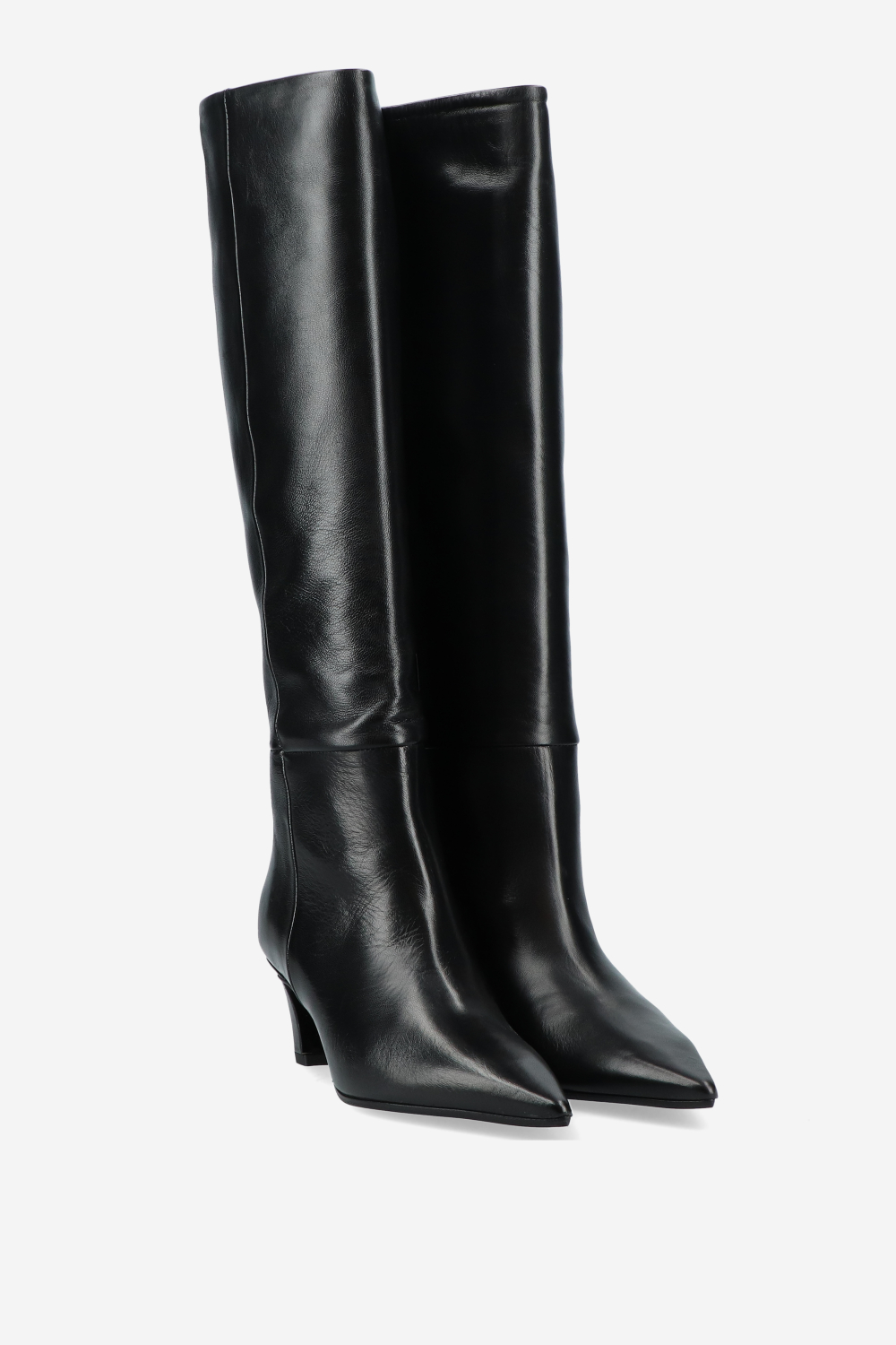 Slouchy leather high boots