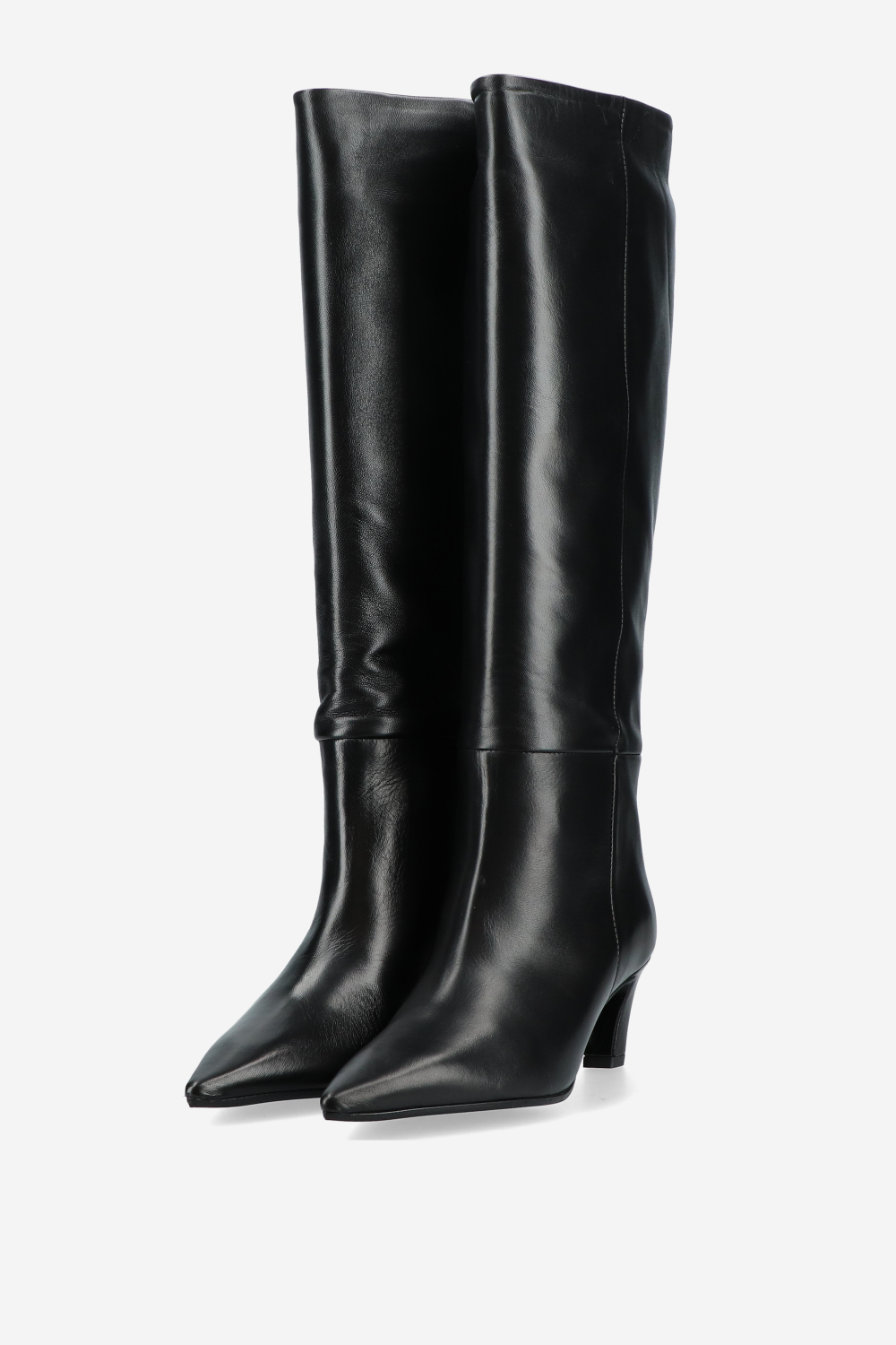 Slouchy leather high boots