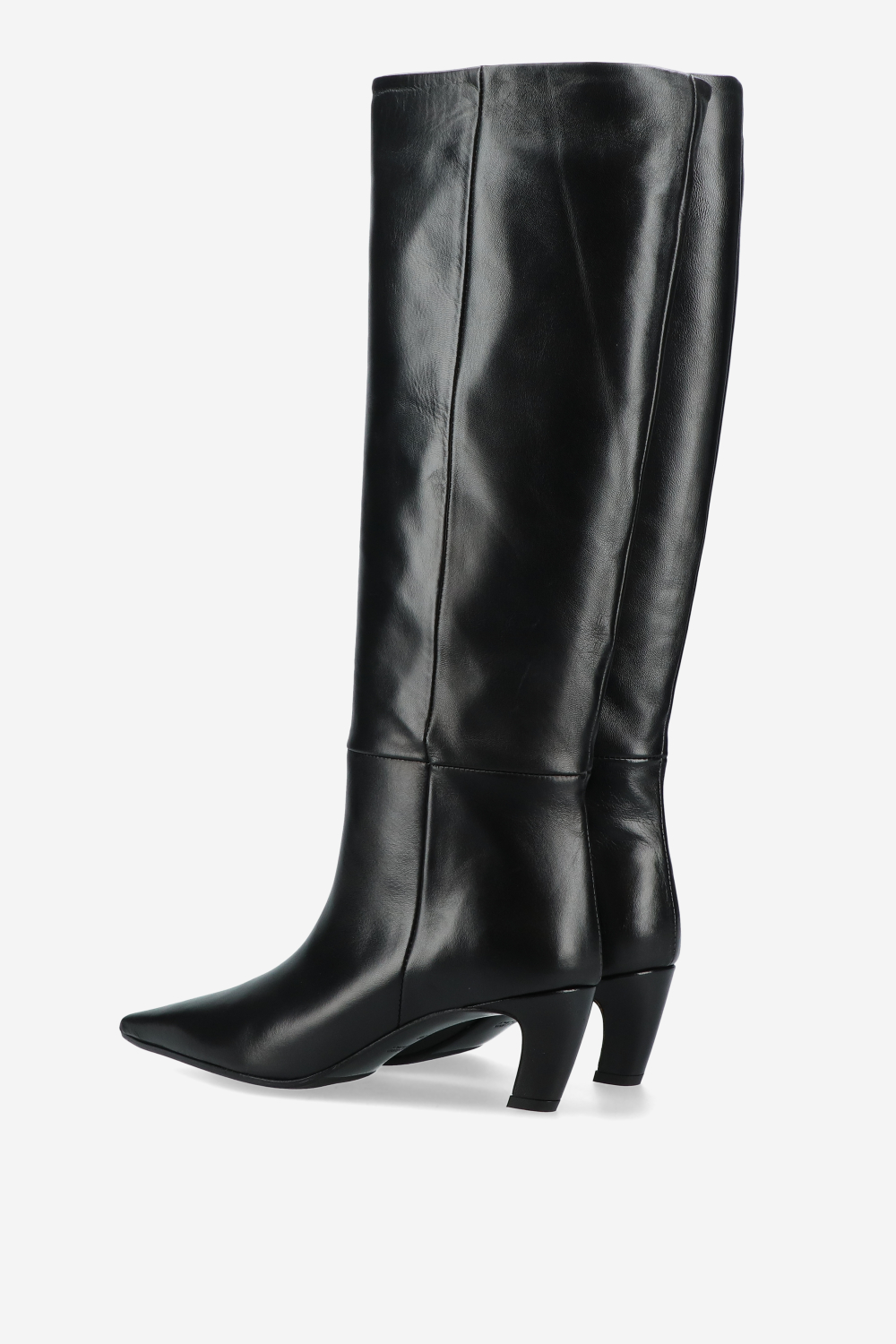 Slouchy leather high boots