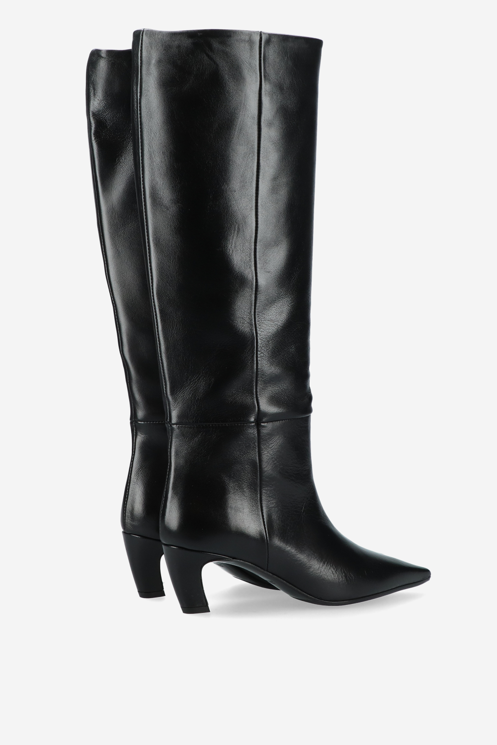 Slouchy leather high boots