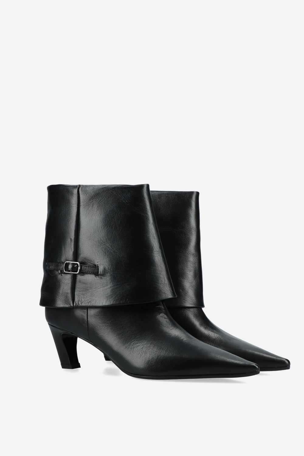 Leather fold-over ankle boots