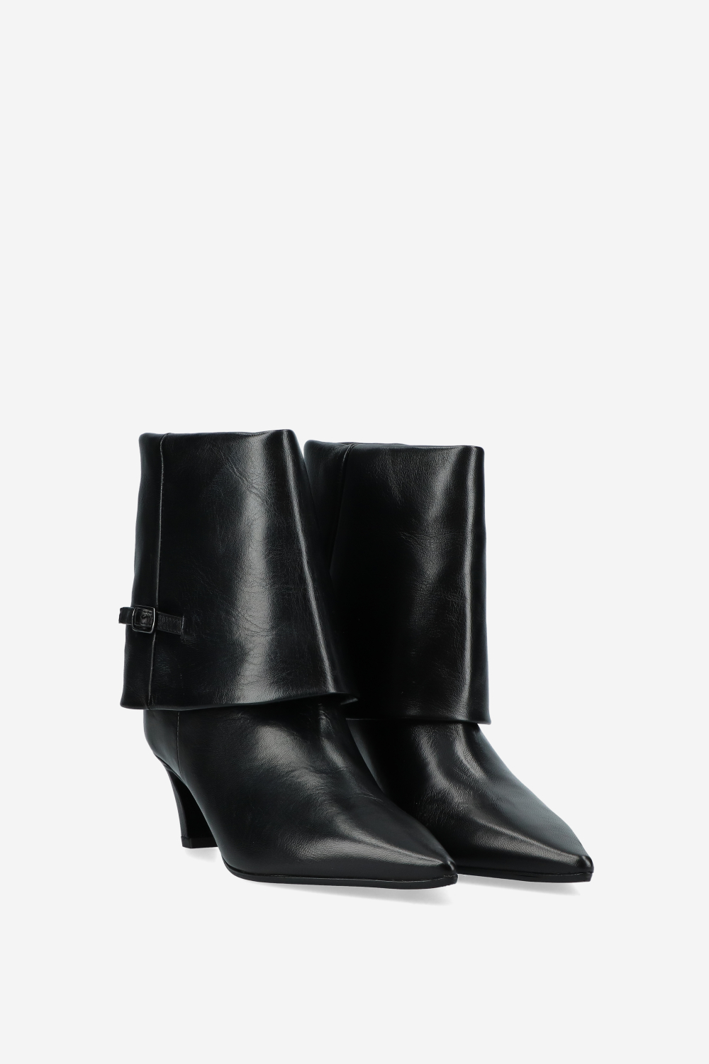 Leather fold-over ankle boots