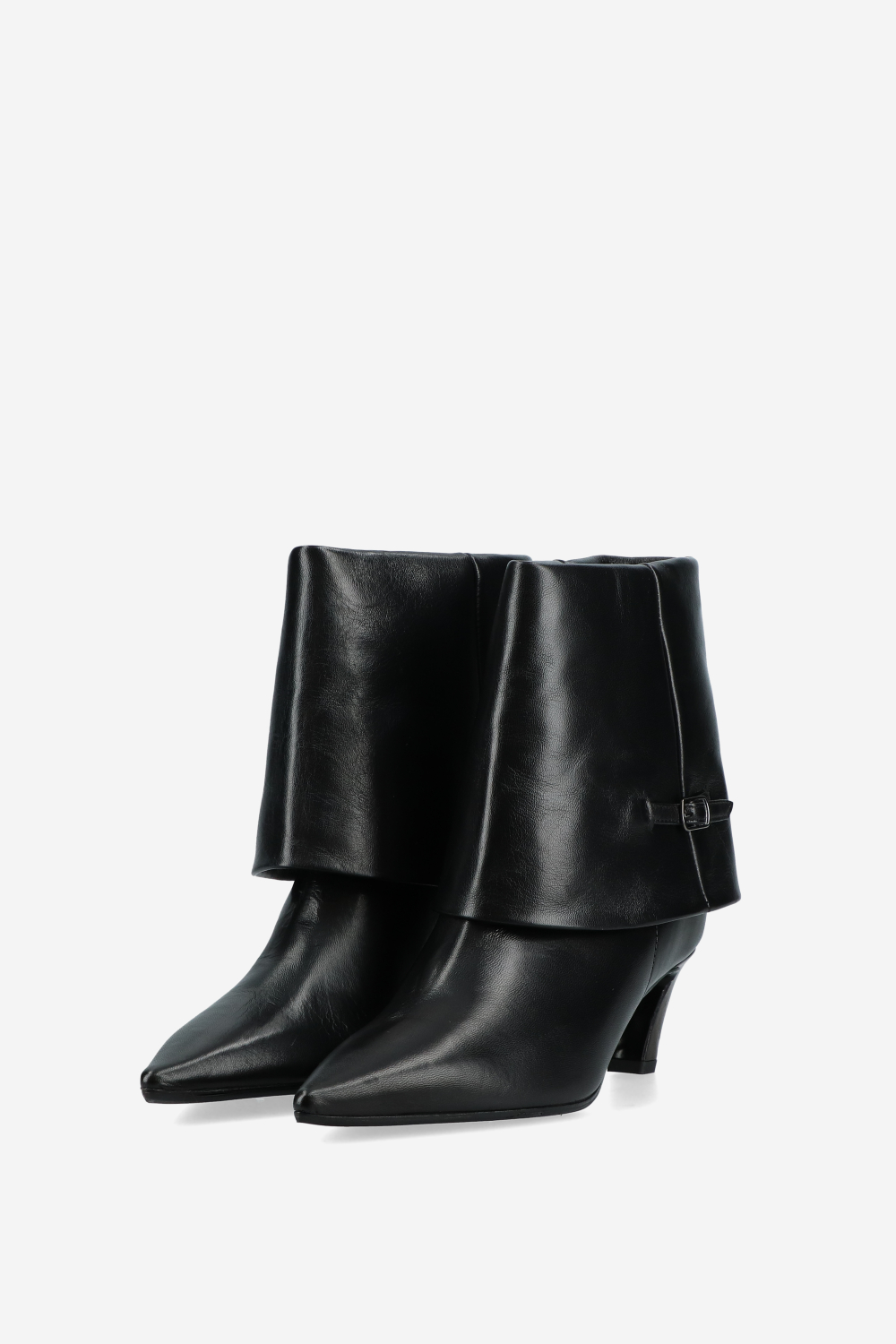 Leather fold-over ankle boots